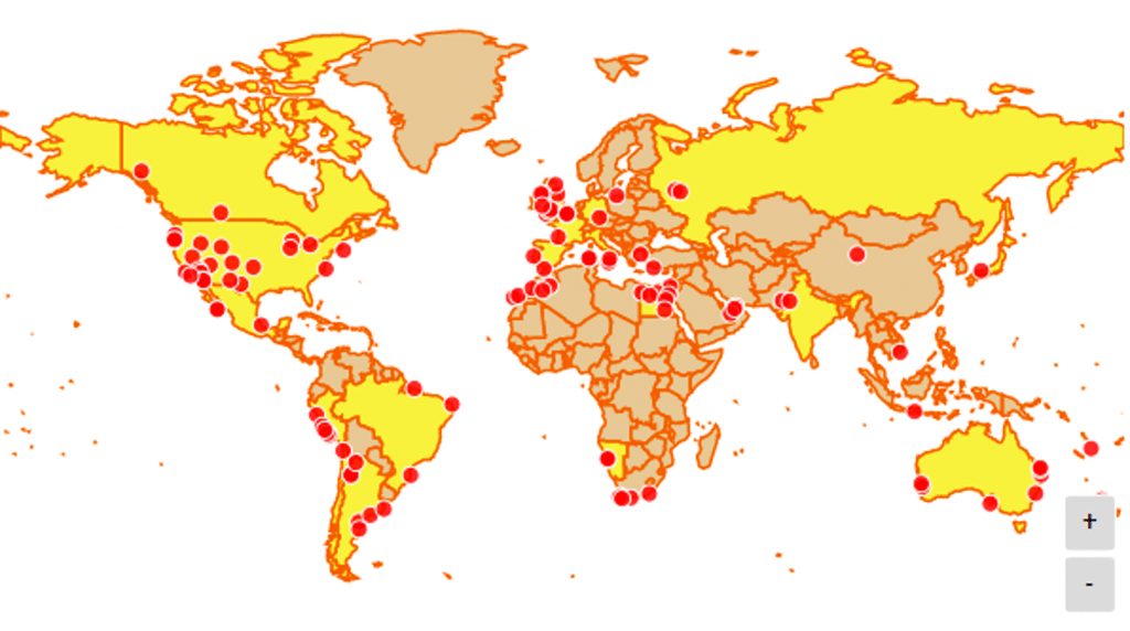 Worldwide Sandboarding Spots Map