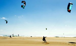 Kitesurfing on sand