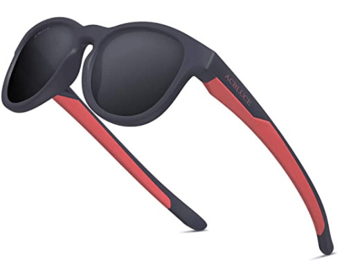 ACBLUCE Polarisierte Kinder-Sportsonnenbrille aus flexiblem TPEE-Rahmen mit verstellbarem Riemen für Jungen und Mädchen 5-13