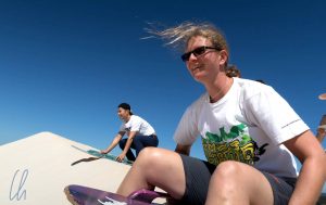 Sandboarding i Little Sahara Adventure Center på Kangaroo Island (Vivionne Bugt, Australien)
