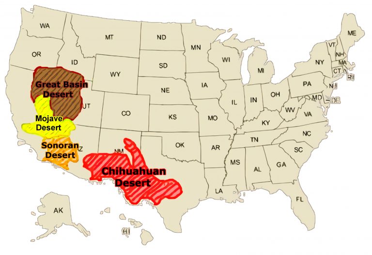 Map of Deserts in the US