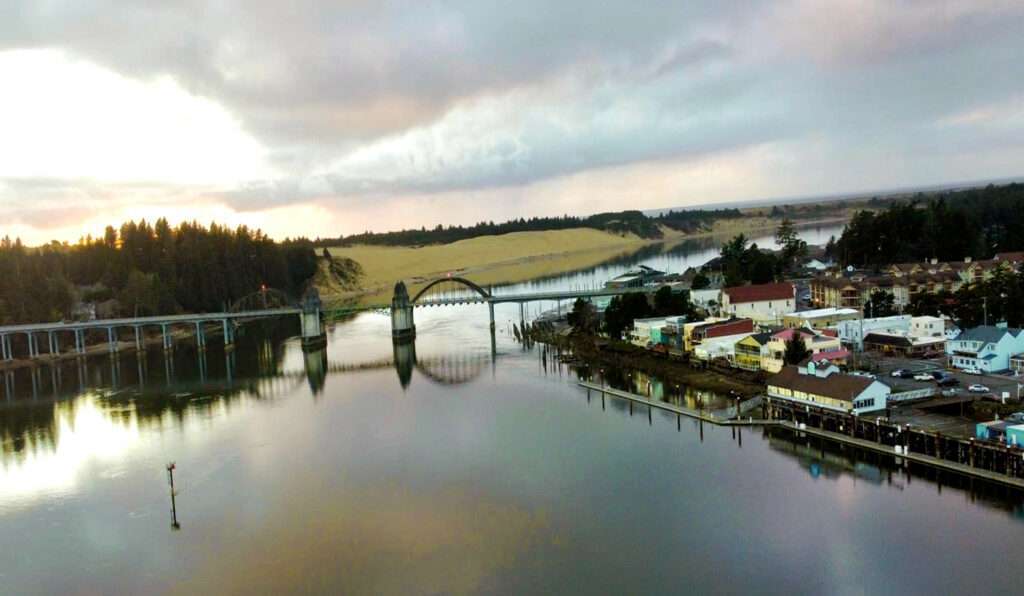 Florence is situated at the mouth of the Siuslaw River, on the Oregon coast.
