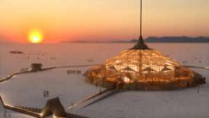 Rendering of Temple of the Heart exterior at Burning Man 2023