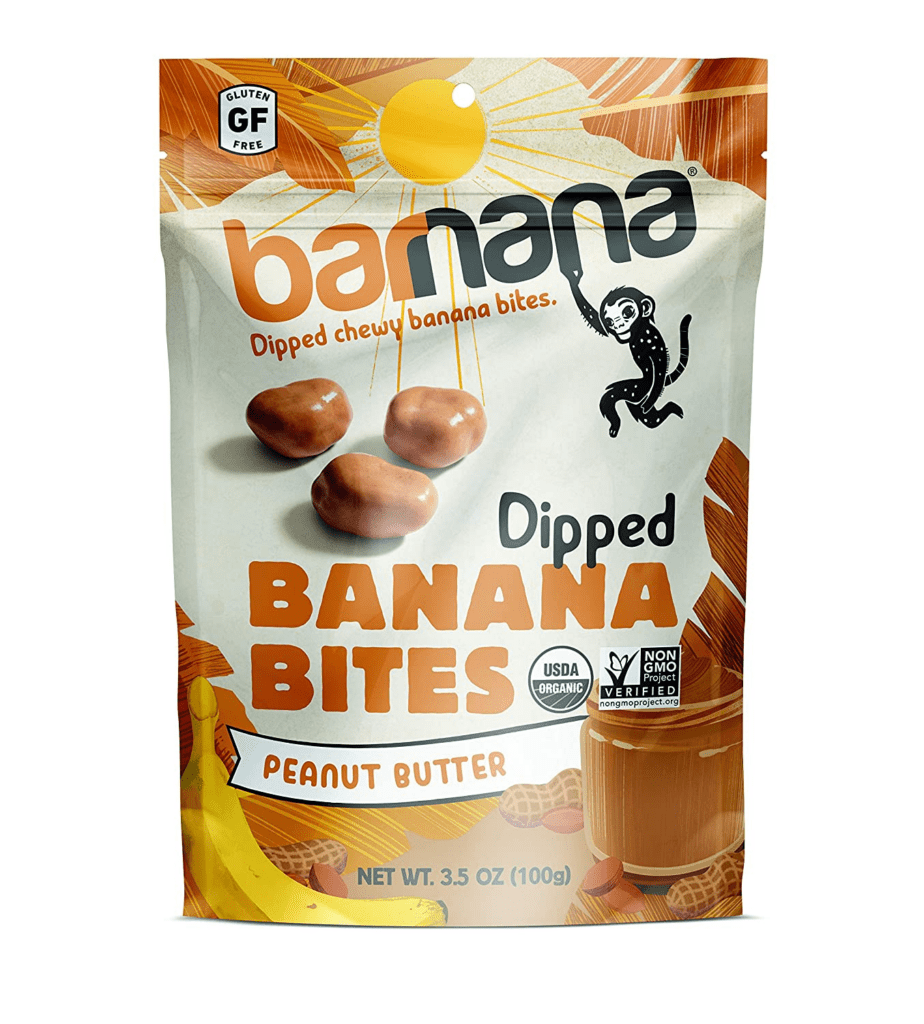 Barnana Organic Peanut Butter Dipped Chewy Banana Bites, 3.5 Ounce Bag