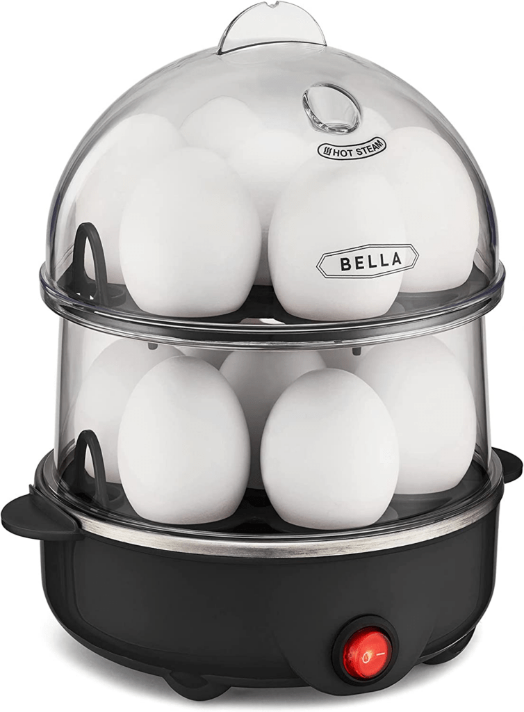 
BELLA Rapid Electric Egg Cooker and Poacher with Auto Shut Off for Omelet, Soft, Medium and Hard Boiled Eggs - 14 Egg Capacity Tray, Double Stack, Black