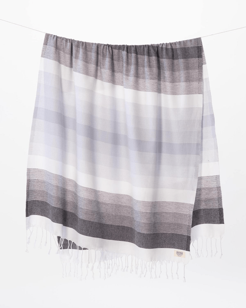 Teema Large Turkish Beach Towel - 100% Turkish Cotton - Sand Free - Fast Drying - Versatile and Multi-Use - The Layers (Grey)