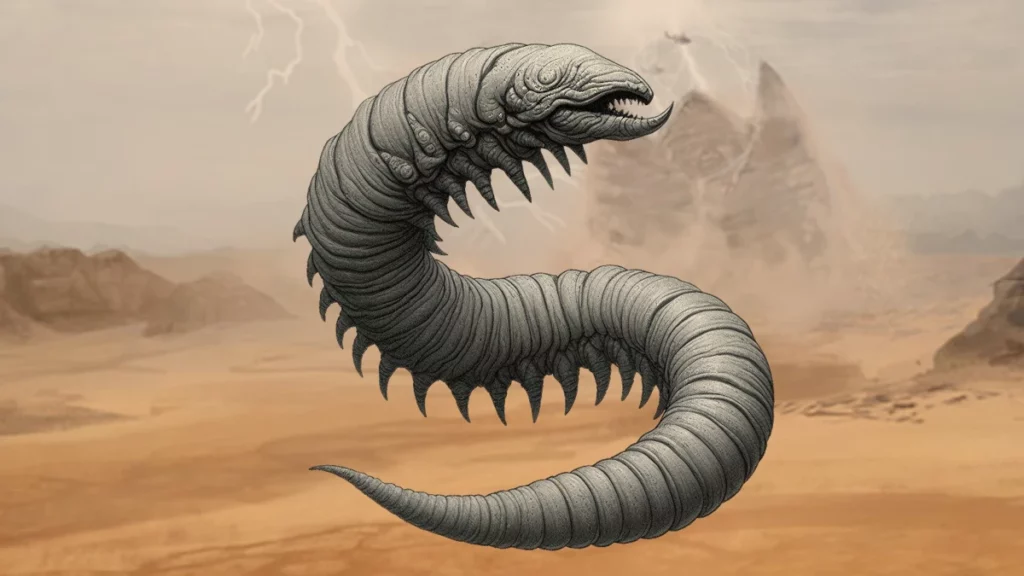 Sandtrout in Dune. Concept art illustration.