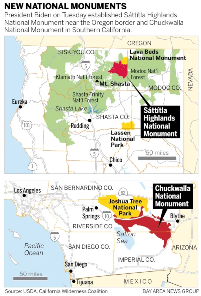 Chuckwalla National Monument and Sáttítla Highlands National Monument maps.