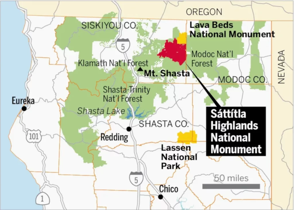 Sáttítla Highlands National Monument map.